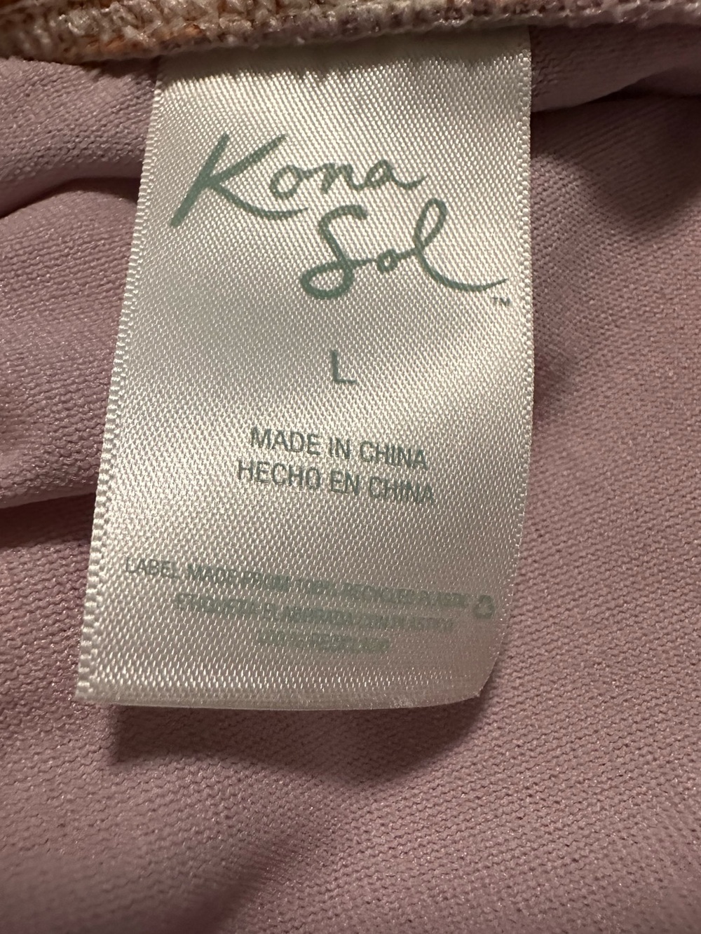 Kona Sol Light Mauve one piece swimsuit. Size Large - Picture 4 of 11